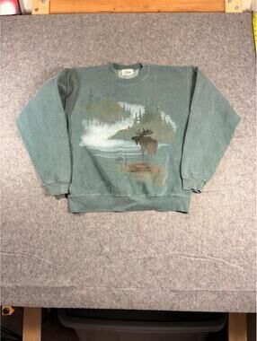 Vintage 90s Moose Nature Outdoors Crewneck Sweatshirt Size Medium